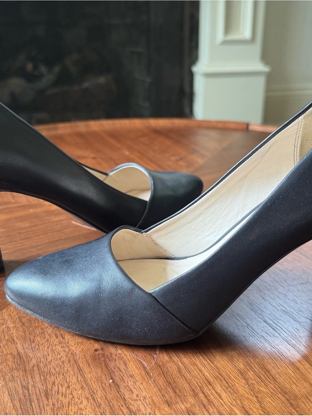 Cole Haan Black Leather Pointed-Toe Pumps